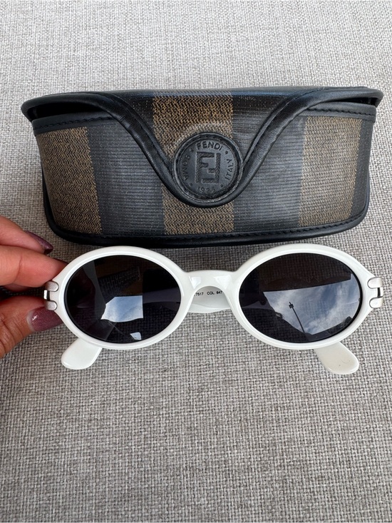 Fendi Accessories - Fendi White Oval Sunglasses with Black Lenses and Branded Case